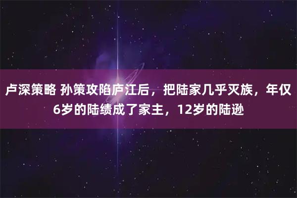 卢深策略 孙策攻陷庐江后，把陆家几乎灭族，年仅6岁的陆绩成了家主，12岁的陆逊
